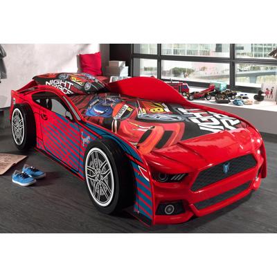 Autobett VIPACK "Sport-Wagen Optik, Liegefläche 90/200, MDF glänzend lackiert", rot, B:111cm, Betten, prägnante Front aus Kunststoff, ein Highlight im Kinderzimmer Image