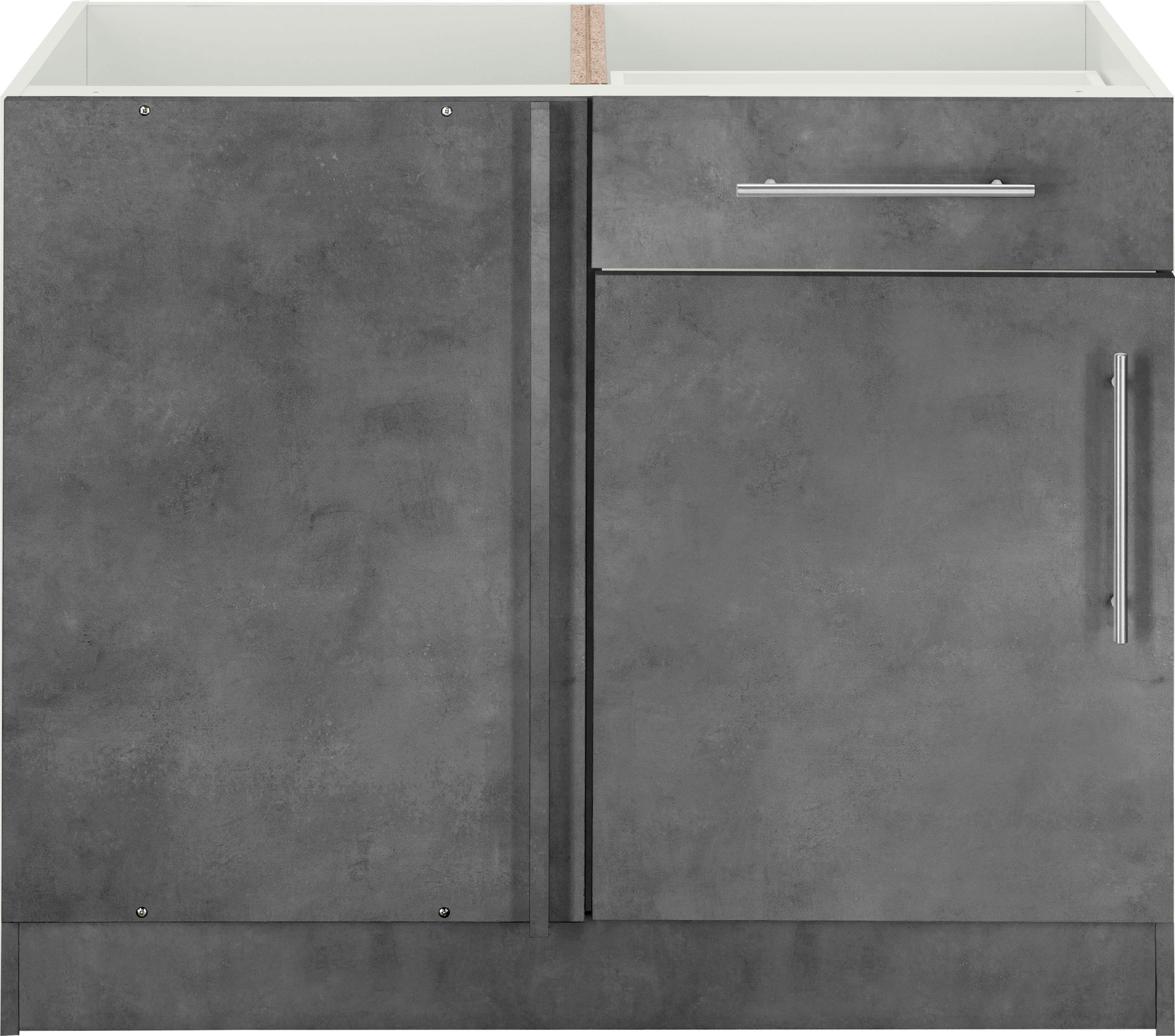 Eckunterschrank WIHO KÜCHEN "Cali", grau (front und korpus: betonfarben), B:100cm H:82cm T:57cm, Schränke, 100 cm breit, Planungsmaß 110 cm, ohne Arbeitsplatte