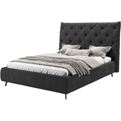 Polsterbett LEONIQUE "Maxime, in 4 Breiten bis 200cm, auch in Leder", schwarz, B:196cm H:105cm L:254cm, 96% Polyester, 4% Polyacryl, Betten, Kopfteilhöhe 143 cm, belastbar bis 280 kg, auch in Überlänge 220cm Image