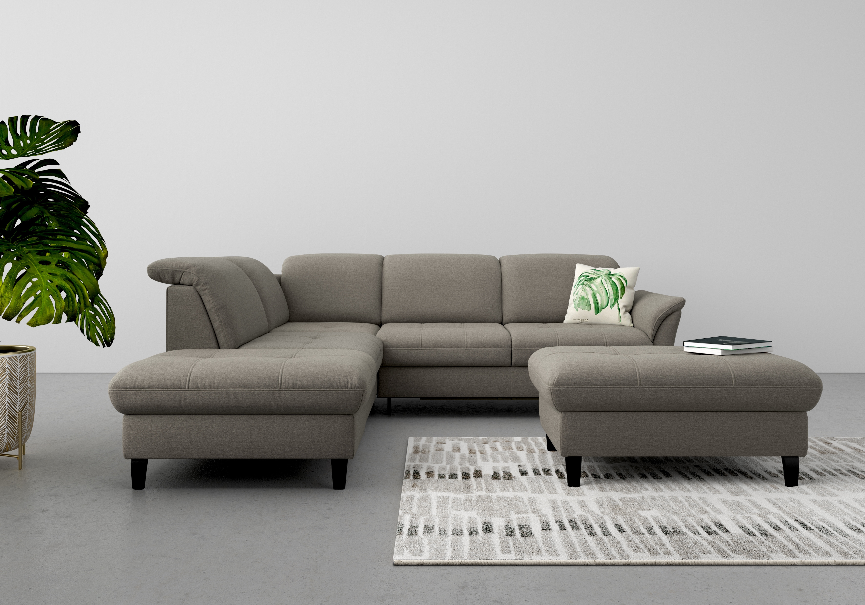 Ecksofa SIT & MORE "Maggiore L-Form", braun (schlamm), B:261cm T:224cm, 95% Polyester, 5% Polyamid, Sofas, wahlweise mit Kopfteilverstellung, Bettfunktion und Stauraum