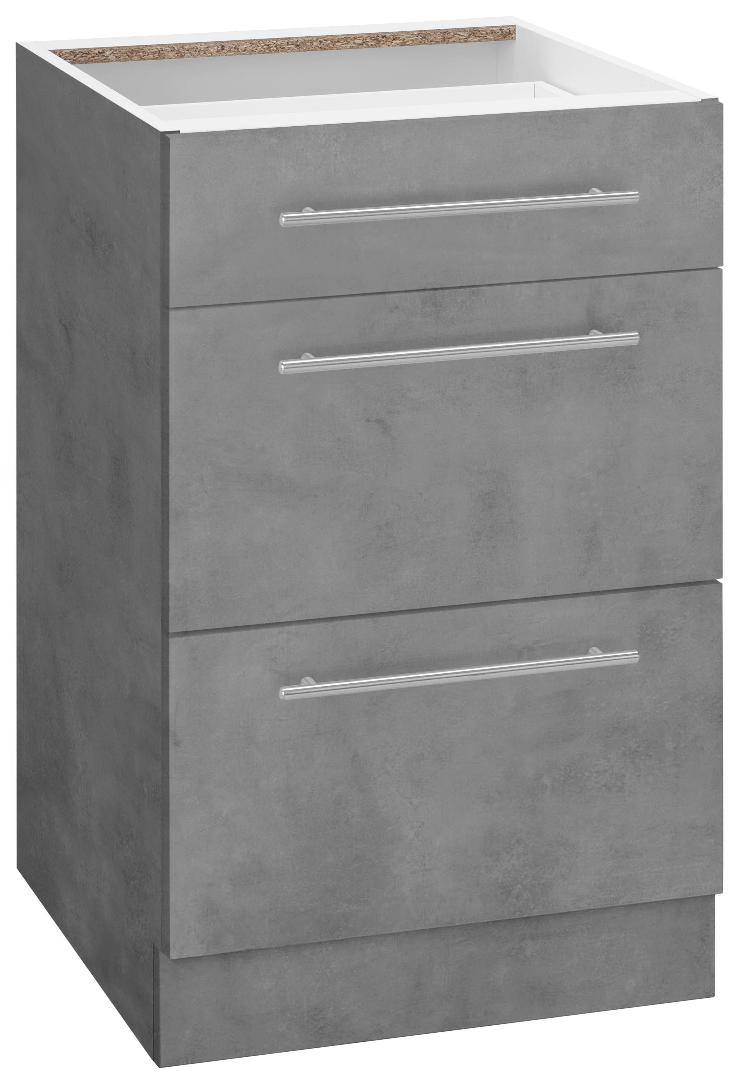 Unterschrank WIHO KÜCHEN "Flexi2", grau (front und korpus: betonfarben), B:50cm H:82cm T:57cm, Schränke, Breite 50 cm Image