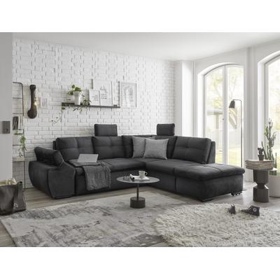 Ecksofa ED EXCITING DESIGN "Alija L-Form", schwarz, B:265cm H:107cm T:217cm, 100% Polyester, Sofas, mit Bettfunktion, Bettkasten, Armteilverstellung & Kopfstützen Image