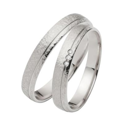 Trauring FIRETTI "Schmuck Geschenk Gold 750 Hochzeit Ehering "LIEBE" Gr. 62, weiß (weißgoldfarben), Fingerringe, 62, ohne Brillanten, Weißgold 375, 3,5mm, Made in Germany, wahlweise mit oder ohne Brillanten Image