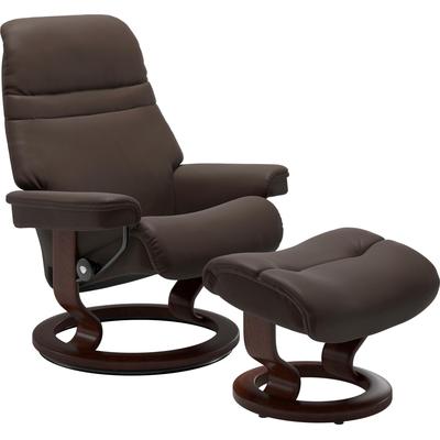 Fußhocker STRESSLESS "Sunrise", braun (braun batick), B:57cm H:39cm T:40cm, Leder BATICK: BATICK ist ein leicht korrigiertes, durchgefärbtes und genarbtes Möbelleder, bei dem die meisten Unebenheiten und Spuren in der Regel entfernt wurden., Leder... Image