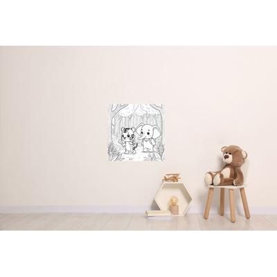 Wandsticker QUEENCE "Tiger und Elefant", weiß, B:45cm, Vinyl, Wandtattoos, DIY-Wandsticker zum Bemalen Image