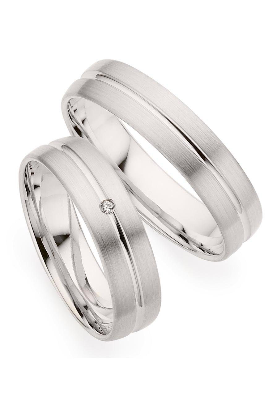 Trauring PHÖNIX "Schmuck Geschenk Gold 333 Trauring Ehering LIEBE versch. Varianten" Gr. 66, weiß (weißgoldfarben), Fingerringe, 66, ohne Brillant, Weißgold 333, 5mm, Made in Germany, wahlweise mit oder ohne Brillant Image