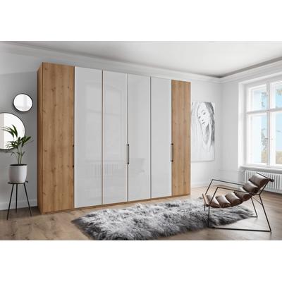 Drehtürenschrank WIEMANN "Monaco", braun (bianco, eiche, nachbildung, glas weiß), B:295,2cm H:216cm T:58cm, Holzwerkstoff, Floatglas, Schränke, mit Teil-Glasfront sowie hochwertige Beschläge inkl. Türdämpfung Image