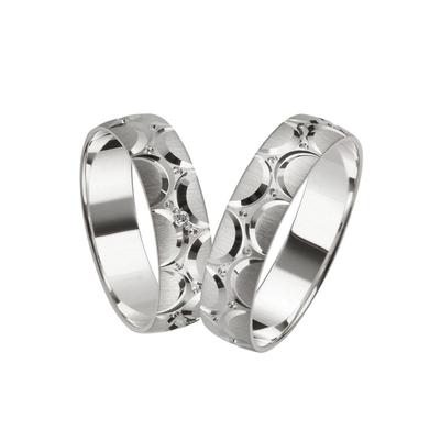 Trauring FIRETTI "Schmuck Geschenk Gold 375 Hochzeit Ehering "LIEBE" Gr. 17, weiß (weißgoldfarben), Fingerringe, 17, ohne Brillant, Weißgold 375, 5mm, Made in Germany, wahlweise mit oder ohne Brillant Image