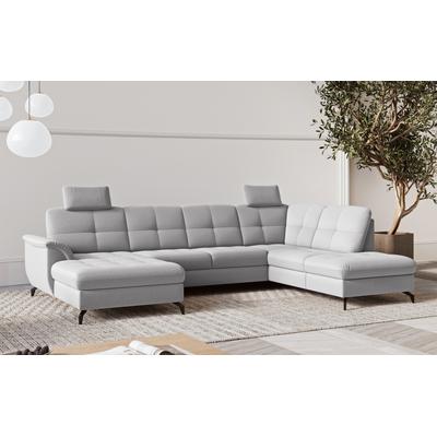 Wohnlandschaft SIT & MORE "Zora U-Form", grau (hellgrau), B:319cm H:92cm T:212cm, 95% Polyester 5% Polyamid, Sofas, wahlweise mit Bettfunktion und Bettkasten Image