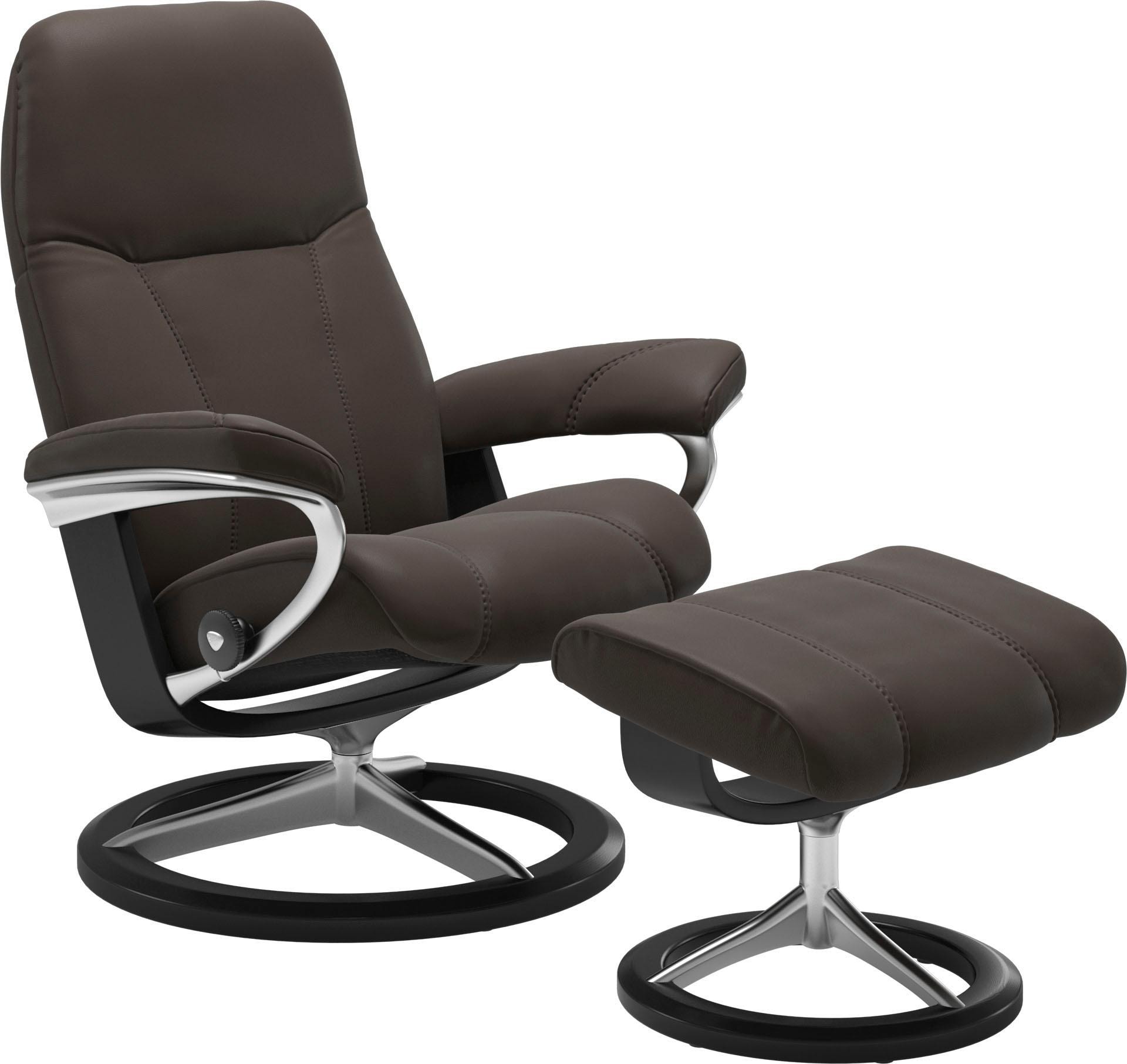 Relaxsessel STRESSLESS "Consul", braun (braun batick), B:91cm H:102cm T:79cm, Leder BATICK: BATICK ist ein leicht korrigiertes, durchgefärbtes und genarbtes Möbelleder, bei dem die meisten Unebenheiten und Spuren in der Regel entfernt wurden.;Leder...