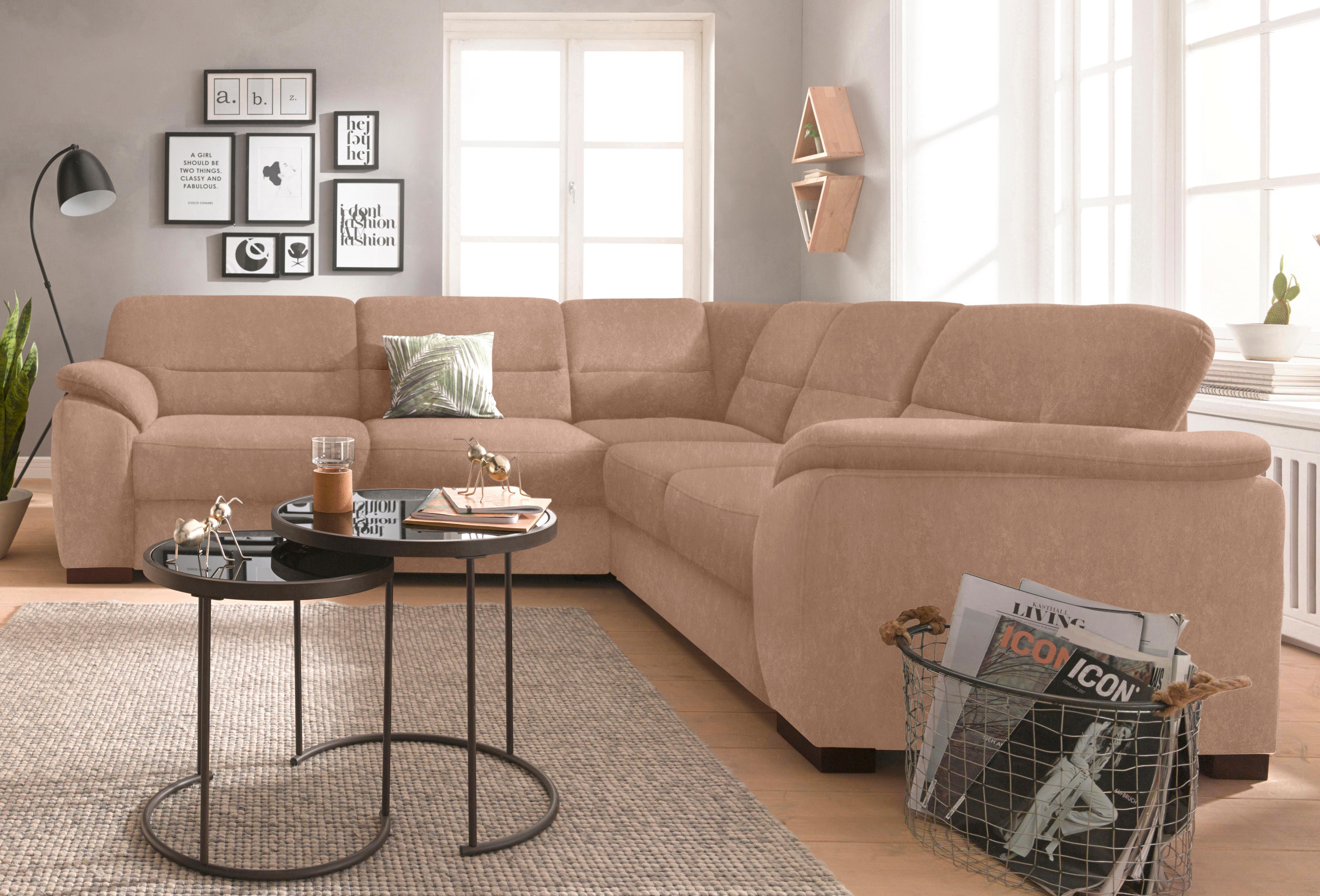Ecksofa SIT & MORE "Montego L-Form", braun (schoko), B:256cm H:88cm T:227cm, Luxus-Microfaser (90% Polyester, 10% Polyamid);Struktur (100% Polyester);Luxus-Microfaser ALTARA NUBUCK (100% Polyester), Sofas, wahlweise mit Bettfunktion und Schubkasten