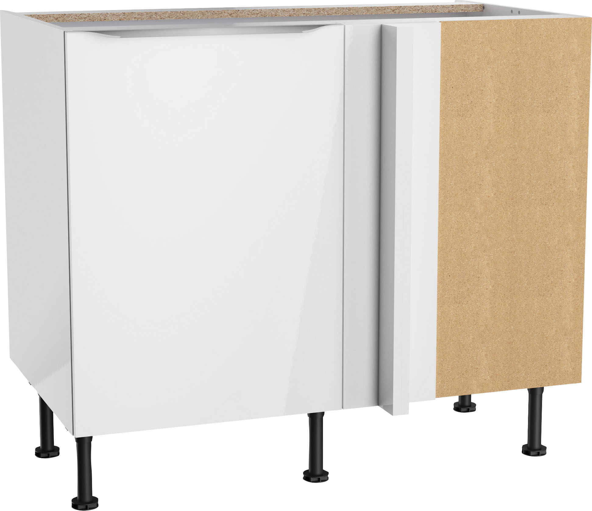 Eckunterschrank KOCHSTATION "KS-Aken", weiß (weiß hochglanz, weiß), B:100cm H:87cm T:58,4cm, Schränke, Eckunterschrank Image