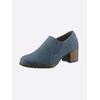 Hochfrontpumps HEINE, Damen, Gr. 36, blau, Leder, Rindsleder, Veloursleder, modisch, Schuhe