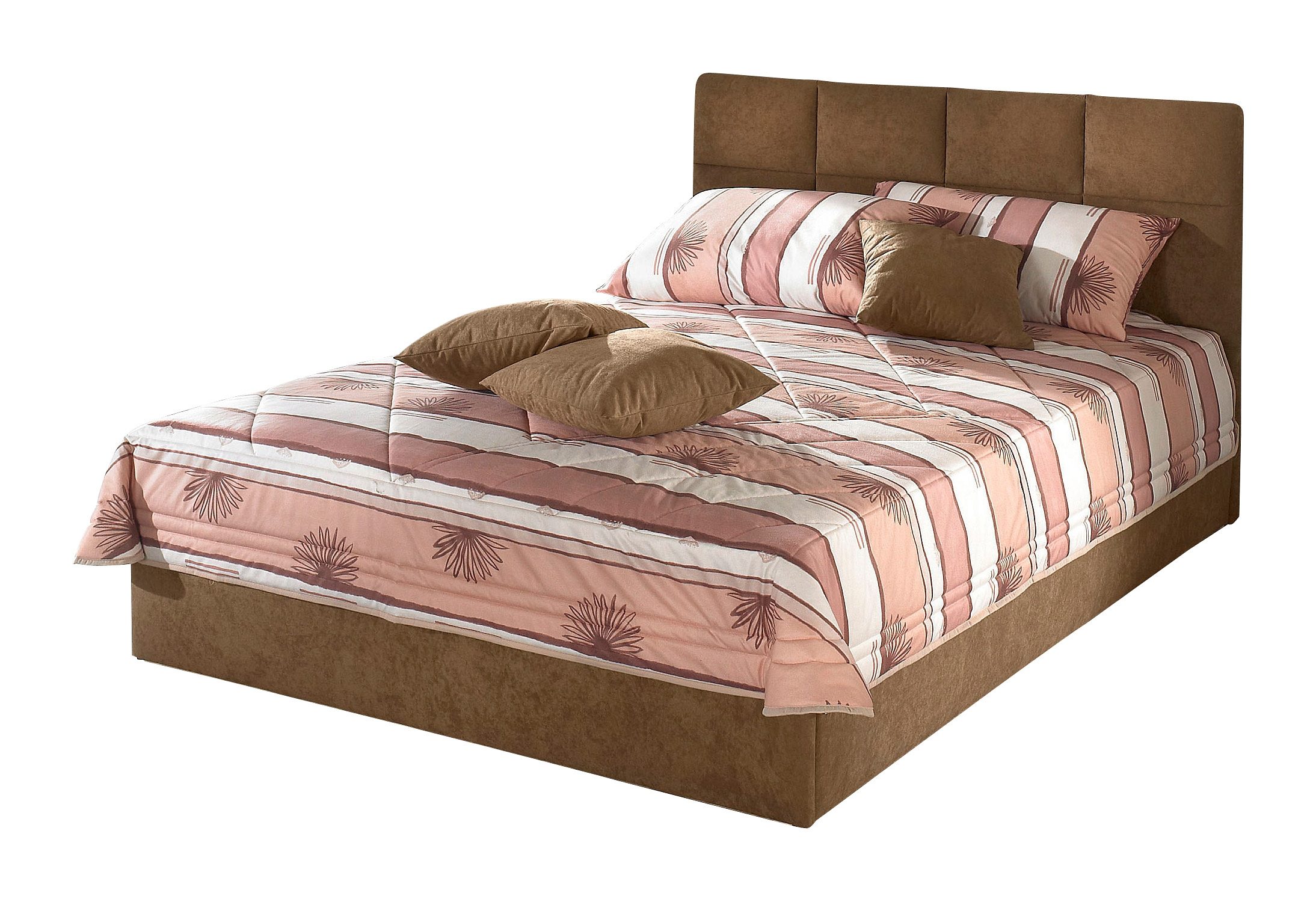 Polsterbett, braun, B:192cm L:210cm, Bezug Bett: Microfaser (100% Polyester);Bonnell-Federkernmatratze: 51% Polypropylen, 39% Polyester, 10% Baumwolle;Kaltschaummatratze: 100% Polyester, Bezug abnehm- und waschbar bis 60C, WESTFALIA SCHLAFKOMFORT,... Image