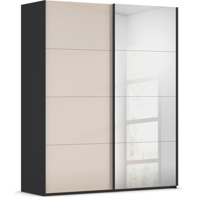Schwebetürenschrank RAUCH "Kleiderschrank Schrank Garderobe Schlafzimmerschrank SCALE-FYRA", beige (schwarz, glas champagner, griffleisten schwarz), B:181cm H:223cm T:67cm, Holzwerkstoff, Schränke, edle viergeteilte Türen Spiegel/Glas-Mix viele... Image
