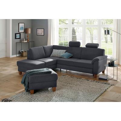 Ecksofa HOME AFFAIRE "Alta L-Form", grau (anthrazit), B:250cm H:89cm T:201cm, Struktur ( 100% Polyester), Struktur fein ( 100% Polyester), Luxus-Microfaser ALTARA NUBUCK (100% Polyester), Sofas, mit Federkern und Kontrastnaht, Füße Buche eichefarben Image