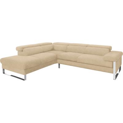 Ecksofa W.SCHILLIG "finn, toller Sitzkomfort, L-Form, hochwertige Verarbeitungsdetails", beige (sahara s37), B:281cm H:71cm T:230cm, Flachgewebe S22 (100% Polyester), Stoff S37 (100% Polyester), Longlife Xtra-Leder Z59: Glattleder mit modischer... Image