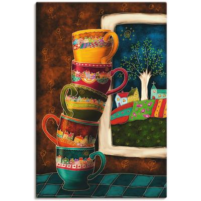 Wandbild ARTLAND "Fröhliche Kaffeetassen", bunt (farbe bild(er): bunt), B:60cm H:90cm, Bilder, als Alubild, Outdoorbild, Leinwandbild, Poster, Wandaufkleber Image