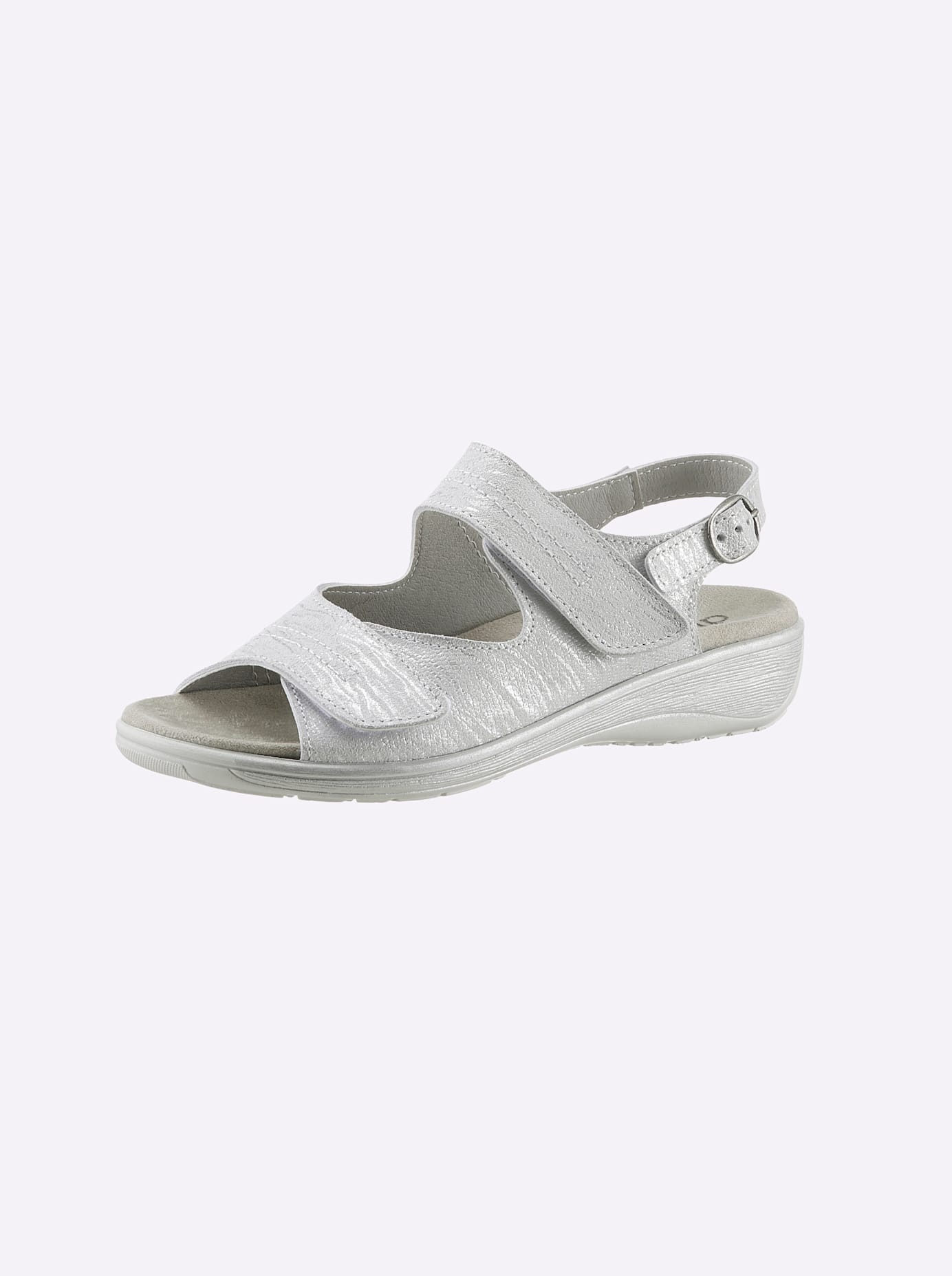 Sandalette CLASSIC BASICS, Damen, Gr. 37, silber (silberfarben), Glattleder, Schuhe Sandalette