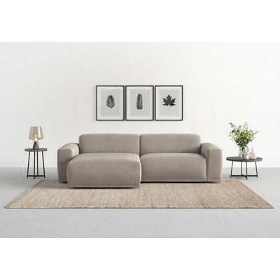 Ecksofa TRENDMANUFAKTUR "Braga, mit hochwertigem Kaltschaum, L-Form, in Cord erhältlich", grau (taupe grau), B:255cm H:72cm T:160cm, 100% Polyester, Sofas, modernes Sofa, Couch mit hohem Sitzkomfort, 255/72/160 cm (B/H/T) Image