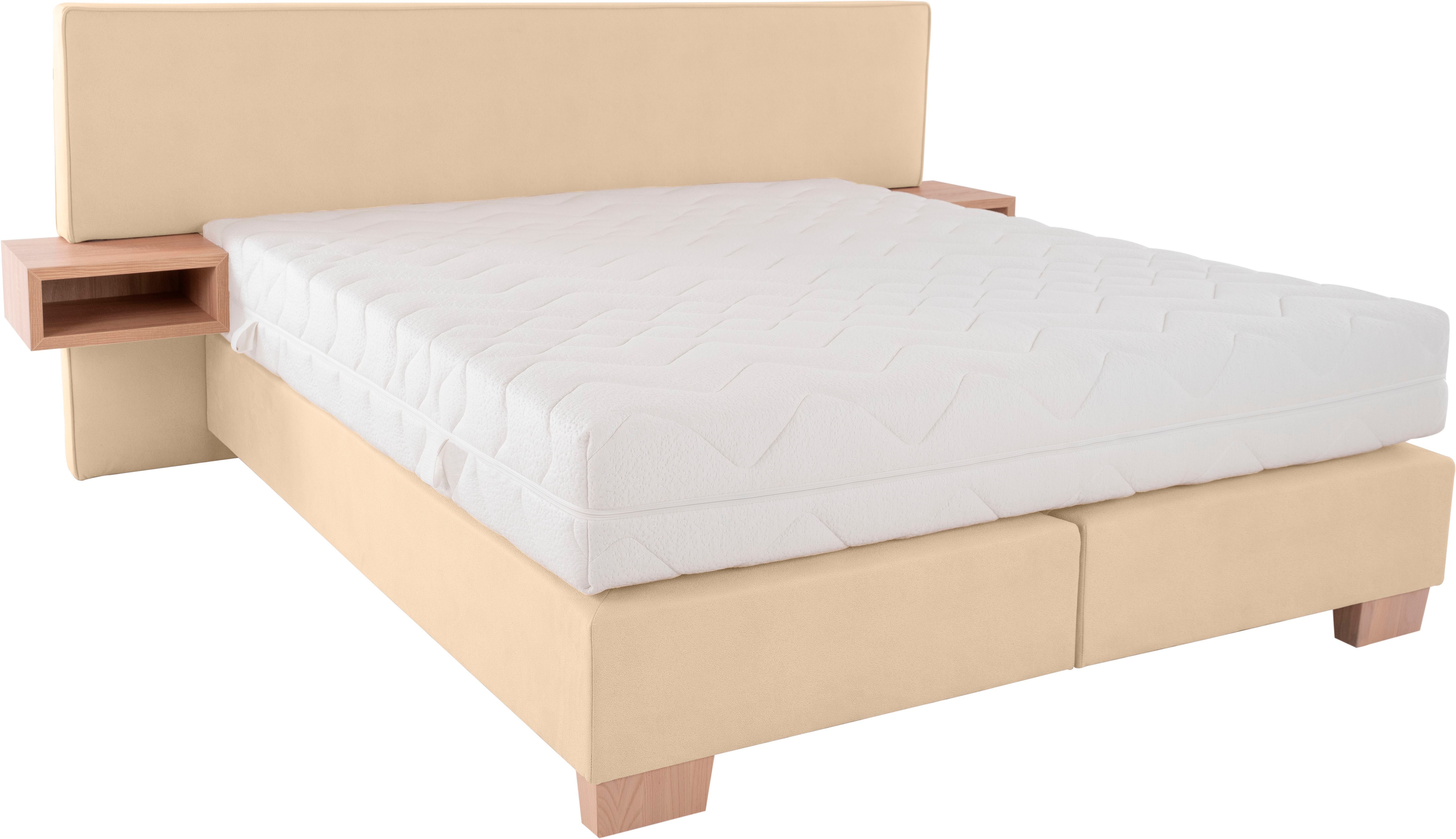 Boxspringbett ALINA "Daria", beige (beige gdu 1), B:247cm L:213cm, Microfaser GDU (100% Polyester), Komplettbetten, Boxspringbett, integrierte Nachttische und Matratze, unterschiedliche Ausführungen Image