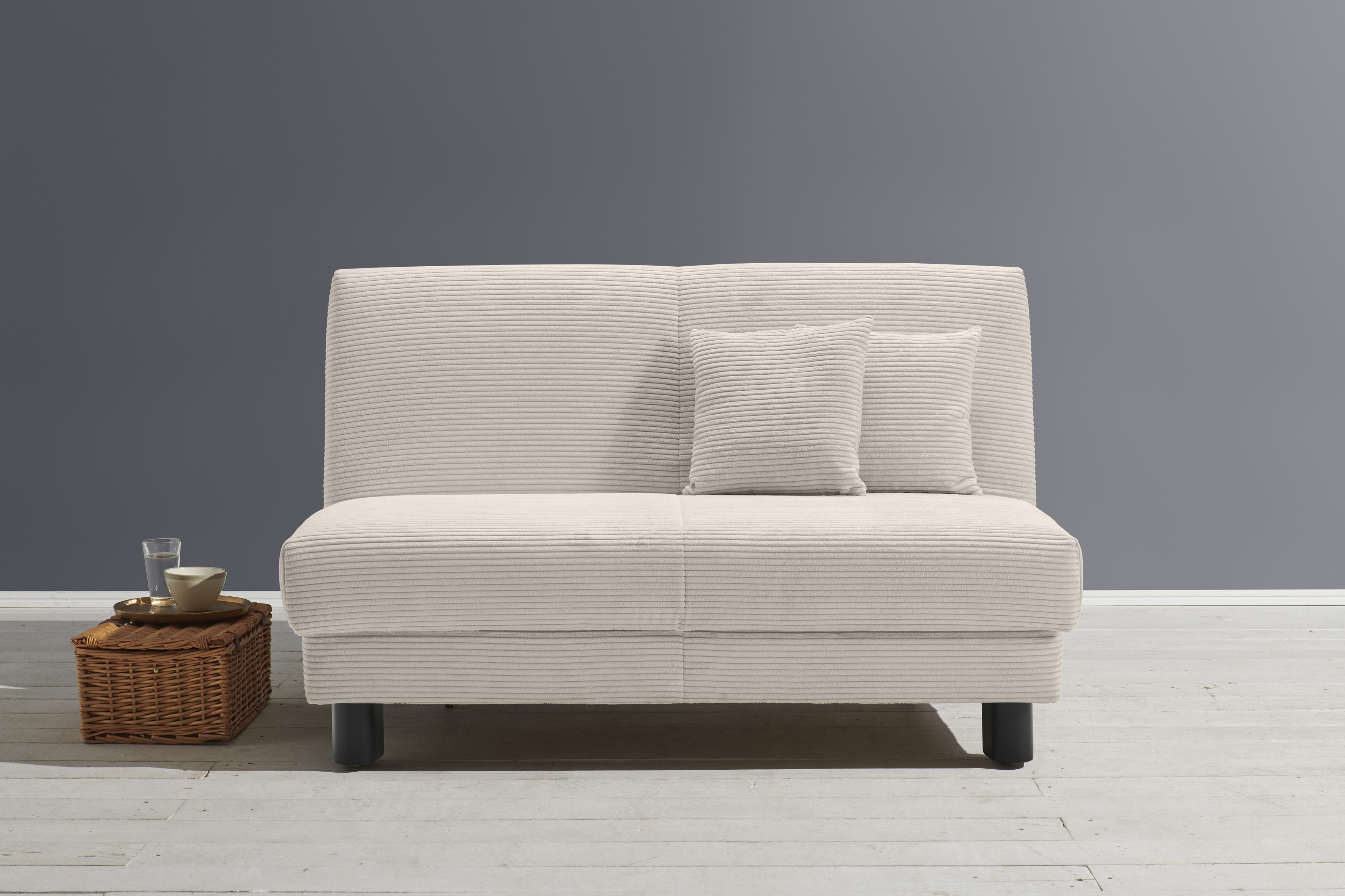 Schlafsofa ELL + ELL "Enny", beige, B:145cm H:85cm T:100cm, 92% Polyester 8% Nylon, Sofas, Schlafsofa