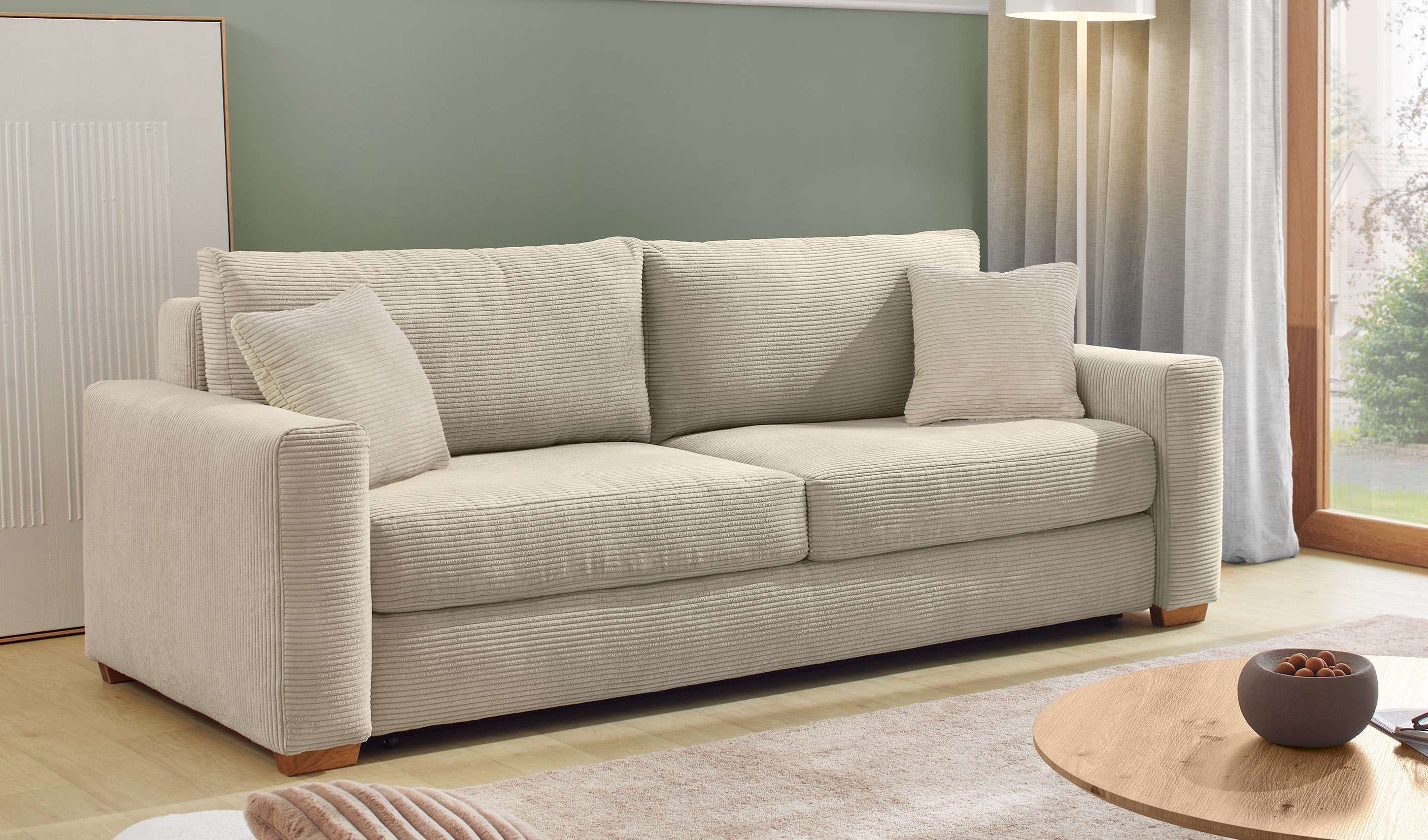 Schlafsofa JOCKENHÖFER GRUPPE "Micha", grau (grau, beige 426, 17), B:237cm T:104cm, Korpus: 100% Polyester;Kissen: 100% Polyester, Sofas, Schlafsofa, Federkernpolsterung, Schlaffunktion