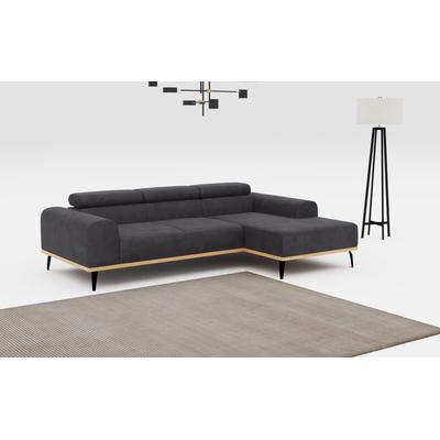 Ecksofa PLACES OF STYLE "Carlo L-Form", grau (lava), B:244cm T:157cm, Sofas, mit Kopfteilverstellung & Holz-Rahmenoptik, wahlweise Relaxfunktion Image