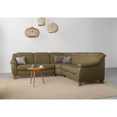 Ecksofa HOME AFFAIRE "Caldera L-Form", grün (olive), B:270cm T:250cm, 100% Polyester, Sofas, Federkern, wahlweise mit Kopfteilverstellung, Bettfunktion, Bettkasten Image