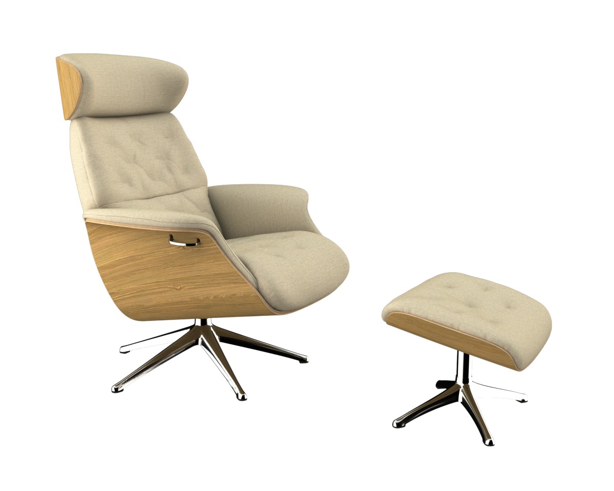 Relaxsessel FLEXLUX "Volden Fernsehsessel, verstellbarer Rücken- & Kopfstütze, drehbar", beige (sandy beige), B:83cm H:112cm T:125cm, 100% Polyester, Sessel, Relaxsessel, robuster Alu Fuß, Air Channels, hervorragender Komfort, Holzrahmen