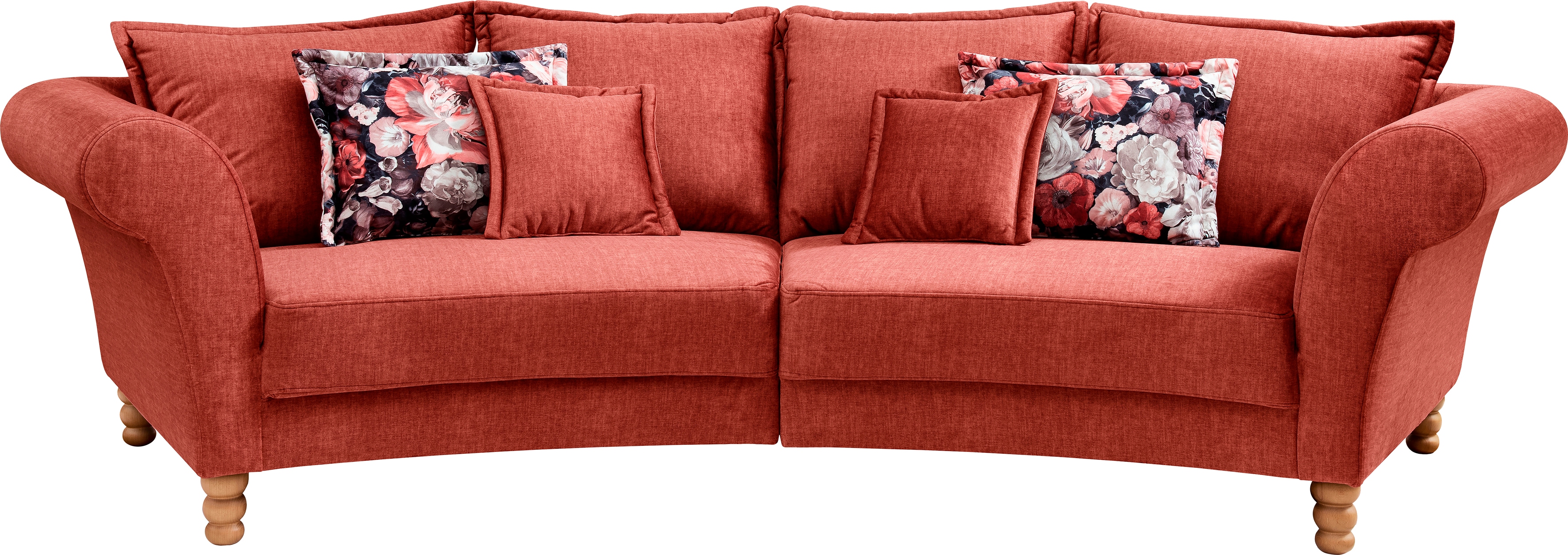 Big-Sofa HOME AFFAIRE "Tassilo geschwungene Formensprache, bequem, Mega Sofa, Breite 350cm", orange (koralle), B:350cm H:95cm T:110cm, 100% Polyester, Sofas, Big-Sofa Image