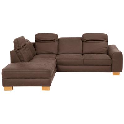 Ecksofa HOME AFFAIRE "Dundee L-Form", braun (schokobraun), B:263cm H:86cm T:219cm, Luxus-Microfaser Lederoptik (100% Polyester), Sofas, wahlweise mit Kopfteilverstellung und zusätzlich mit Bettfunktion, Topseller Image