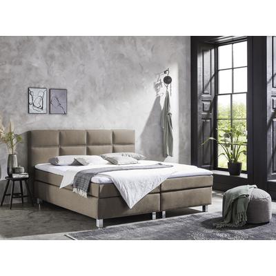 Boxspringbett, beige (schwarz, beige), B:175cm L:210cm, Bezug Bett: Feinstruktur 100% Polyester, Bezug Bonnell-Federkernmatratze: 100% Polyester, Bezug Kaltschaummatratze: 100% Polyester, Bezug Tonnentaschenfederkernmatratze: 80% Baumwolle,... Image