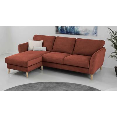 Ecksofa HOME AFFAIRE "MARSEILLE (242/152cm),L-Form, Rec. rechts/links", rosa (blush), B:242cm H:88cm T:152cm, 100% Polyester, Sofas, Massivholzbeine aus Eiche, in verschieden Bezügen und Farbvarianten Image