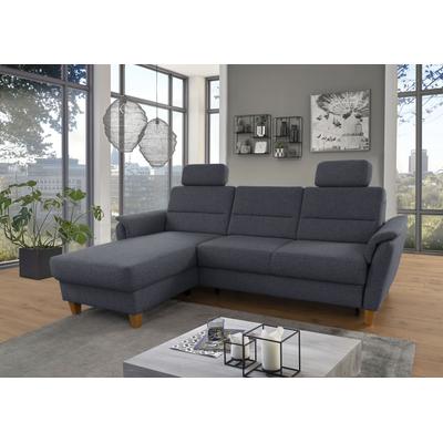 Ecksofa HOME AFFAIRE "Palmera L-Form", grau (anthrazit), B:244cm H:89cm T:163cm, 100% Polyester, Struktur (100% Polyester), Luxus-Microfaser in Lederoptik (100% Polyester), Sofas, Federkern, wahlweise mit Bettfunktion und mit/ohne Bettkasten Image