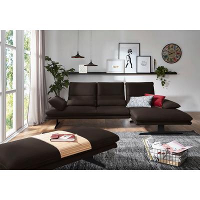 Ecksofa W.SCHILLIG "broadway, Designsofa mit tollem Sitzkomfort", braun (braun z59), B:291cm H:94cm T:164cm, Longlife Xtra-Leder Z59: Glattleder mit modischer Prägung. Hautstärke 0, 9 - 1, 1 mm, Sofas, Sitztiefenverstellung, Kopfteil- &... Image