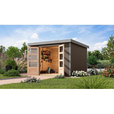 Gartenhaus KARIBU "Jupiter 5 B", terragrau, graualuminium, ohne Fußboden, Holz, Stahl, Gartenhäuser, in verschiedenen Farben Image