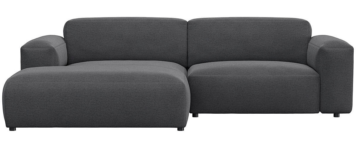 Ecksofa FLEXLUX "Lucera Chaislongue rechts oder links, L-Form, bequem", grau (dervit grau), B:257cm H:73cm T:171cm, 100% Polyester, Sofas, modern & anschmiegsam, Kaltschaum, Stahl-Wellenunterfederung