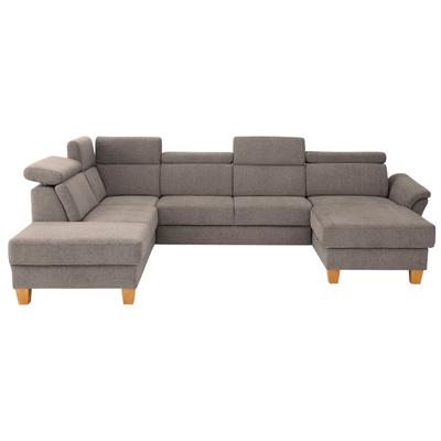 Wohnlandschaft HOME AFFAIRE "Conville U-Form", braun (latte), B:322cm H:84cm T:217cm, 100% Polyester, Sofas, Kopfteilverstellung wahlweise mit Bettfunktion und Bettkasten Image