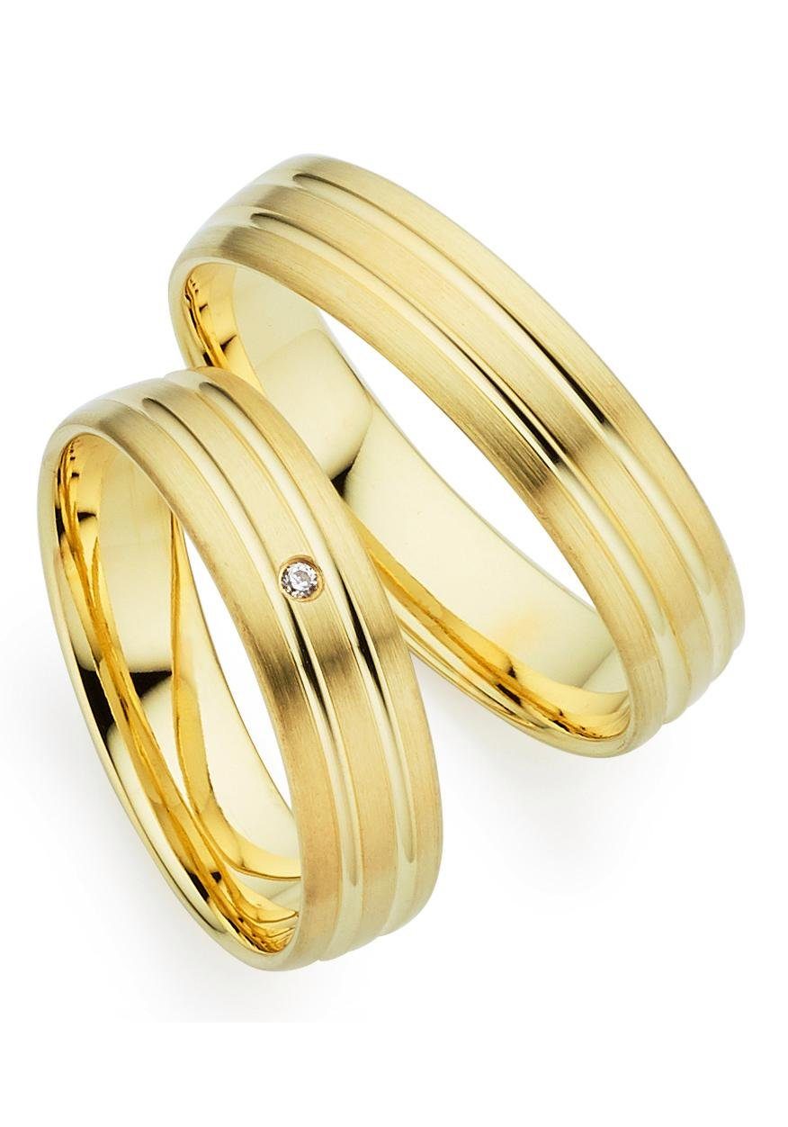 Trauring PHÖNIX "Schmuck Geschenk Gold 333 Trauring Ehering LIEBE versch. Varianten" Gr. 56, gold (gelbgoldfarben), Fingerringe, 56, 0,01 SI = kleine Einschlüsse mit Brillant, Gelbgold 333, 5mm, Made in Germany, wahlweise mit oder ohne Brillant Image
