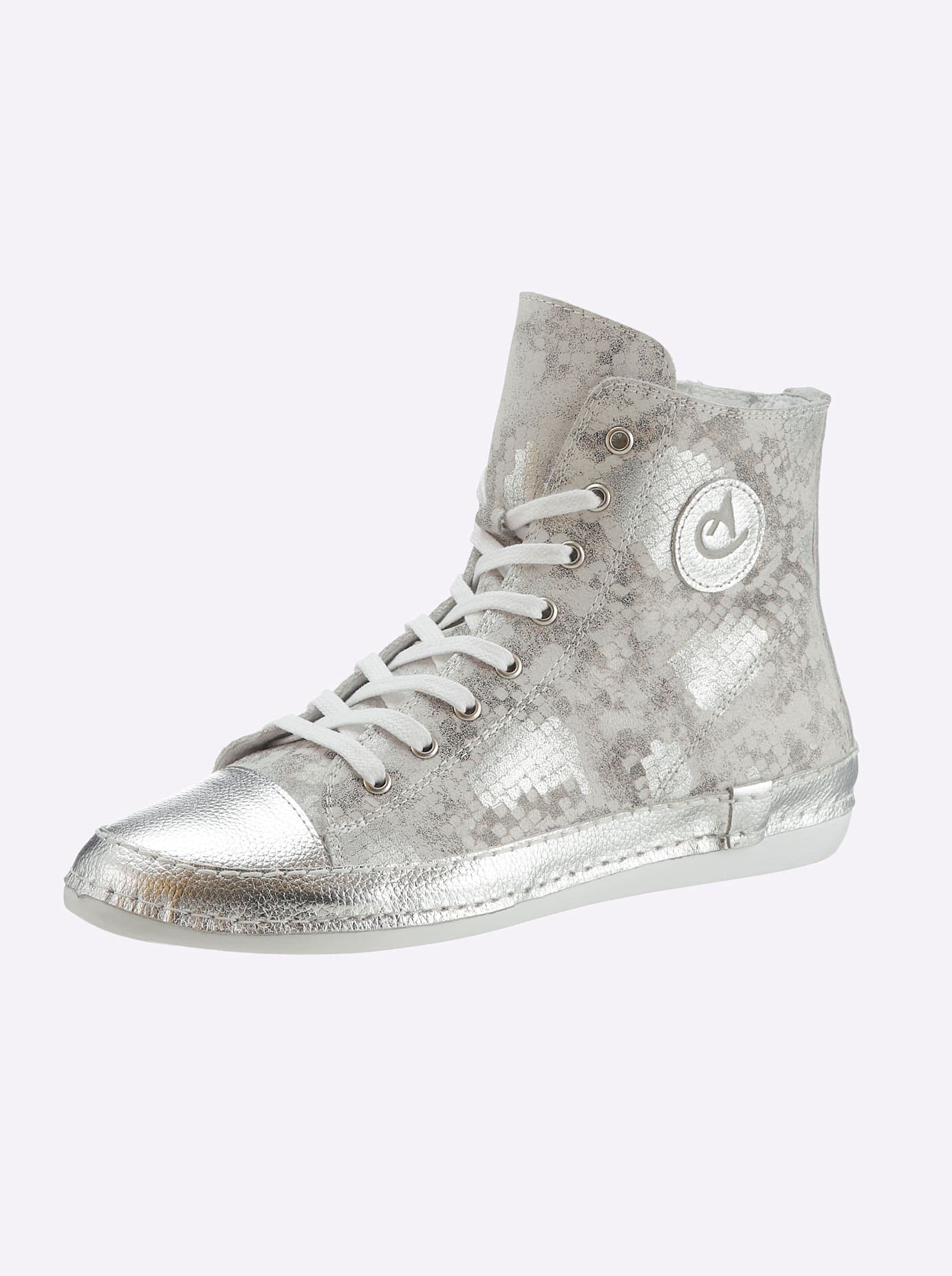 Sneaker ANDREA CONTI, Damen, Gr. 38, silber (taupe, silberfarben), Glattleder, Leder, Rindsleder, Schuhe