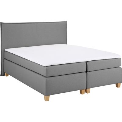 Boxspringbett HOME AFFAIRE "Houssay", grau, B:212cm L:225cm, Struktur fein (100% Polyester), Komplettbetten, Boxspringbett, inkl. Topper, 5 Breiten, 2 Härtegraden auch in Überlänge 220 cm Image