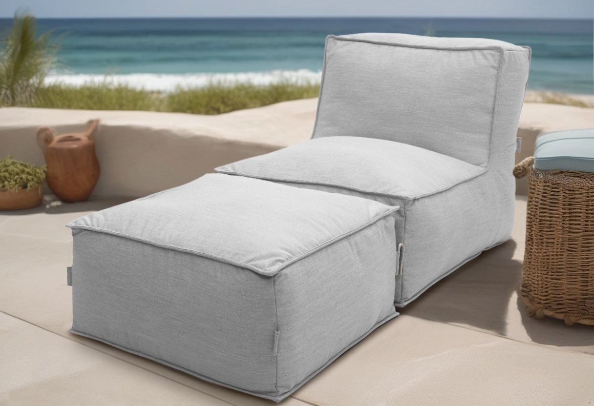 Sofaelement DOMO COLLECTION "Fiu: einfach aufblasbar, für Camping, Garten, Terrasse, Balkon", silber (silberfarben), B:75cm H:73cm T:115cm, 100% Olefin, Polsterelemente, wetterfester Outdoor Sessel 75/115/73 cm, klein verstaubar