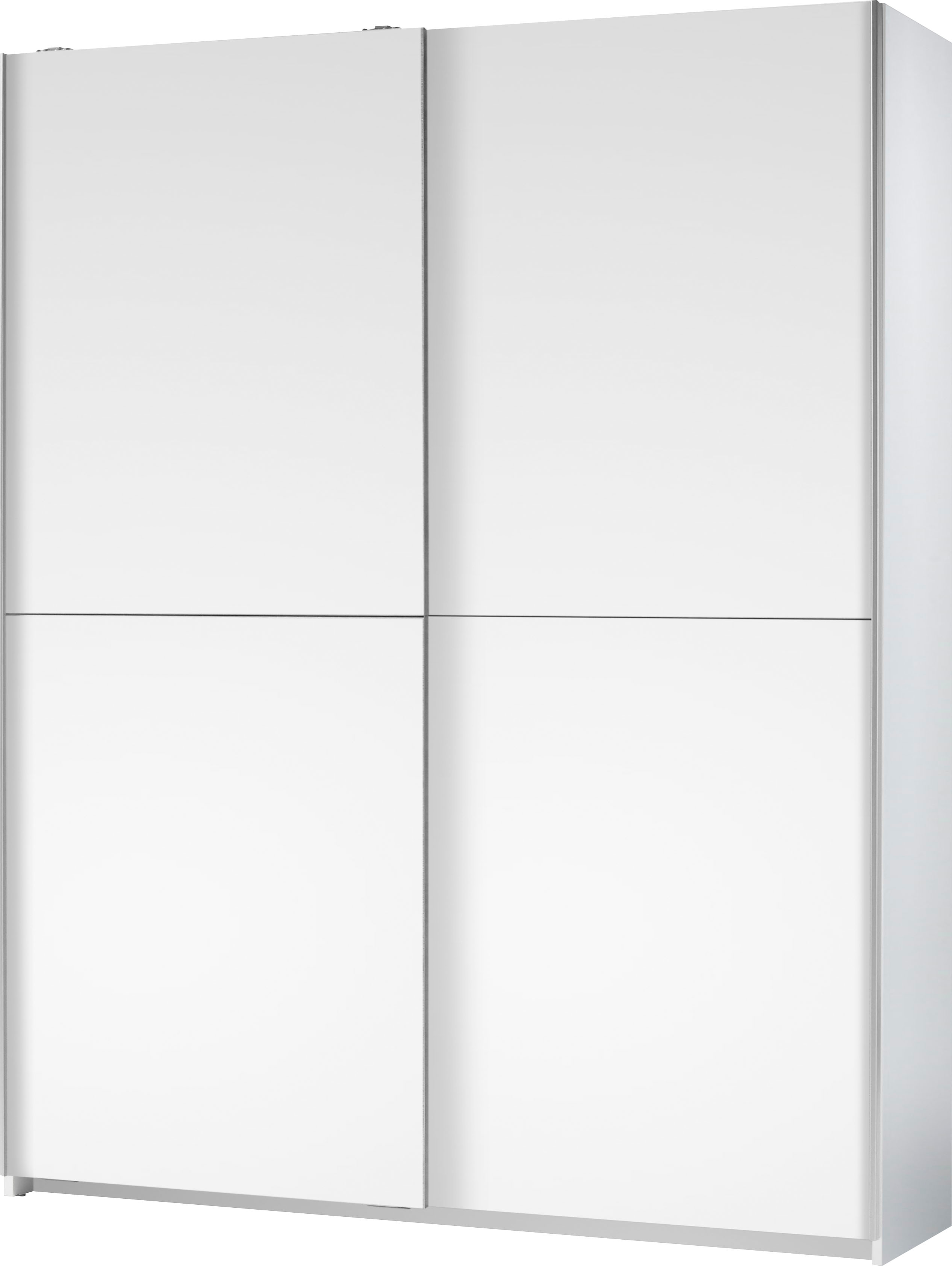 Schwebetürenschrank SCHLAFKONTOR "Heimo/Fast Schrank Kleiderschrank Garderobe OTTO´s CHOICE", weiß, B:170cm H:225cm T:38cm, Holzwerkstoff, Schränke, geringe Tiefe, ausziehbarer Kleiderstange, Garderobenschrank, 6 Böden Image