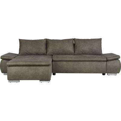 Ecksofa HOME AFFAIRE "Acra L-Form", grau (stone), B:266cm H:83cm T:175cm, 100% Polyester, Sofas, mit Bettfunktion und Bettkasten, in Mattenoptik Image