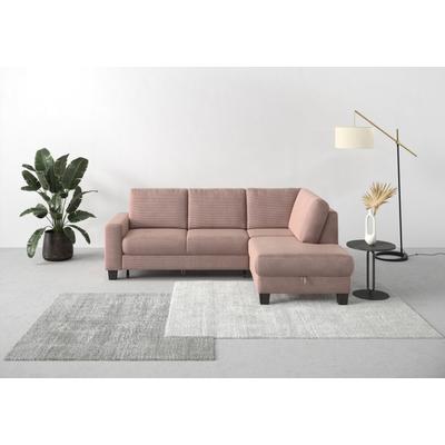 Ecksofa HOME AFFAIRE "Summer L-Form", rosa (altrosa), B:236cm H:91cm T:170cm, 95% Polyester, 5% Polyamid, Sofas, mit Ottomane, mit oder ohne Bettfunktion und Bettkasten, Cord-Bezug Image