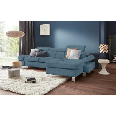 Ecksofa EXXPO - SOFA FASHION "Fiji, hochwertige Detailverarbeitung im Sitz und Rücken, L-Form", blau (azur), B:292cm H:98cm T:167cm, Luxus-Kunstleder, Webstoff (100% Polyester), Webvelours (100% Polyester), Sofas, bequem durch Kopf- und... Image