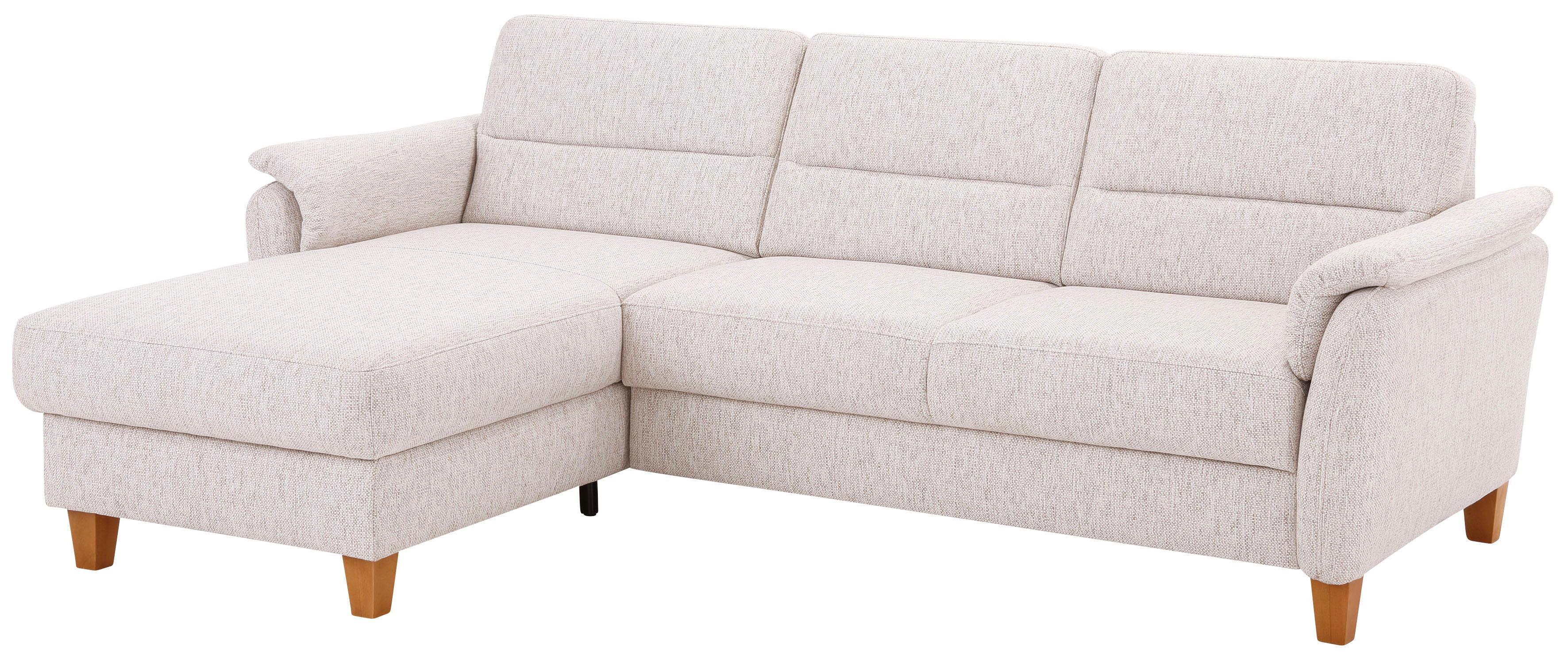 Ecksofa HOME AFFAIRE "Palmera L-Form, B: 244 cm", beige (natur), B:244cm H:89cm T:163cm, 100% Polyester;Struktur (100% Polyester);Luxus-Microfaser in Lederoptik (100% Polyester), Sofas, optional Bettfunktion & Bettkasten, Federkern Image
