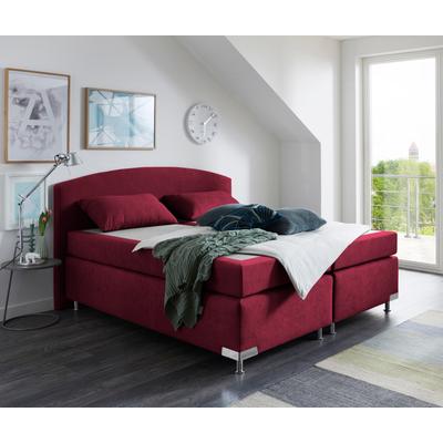 Boxspringbett "Amsterdam", rot (bordeaux, rot), B:215cm L:210cm, WESTFALIA SCHLAFKOMFORT, Komplettbetten Image