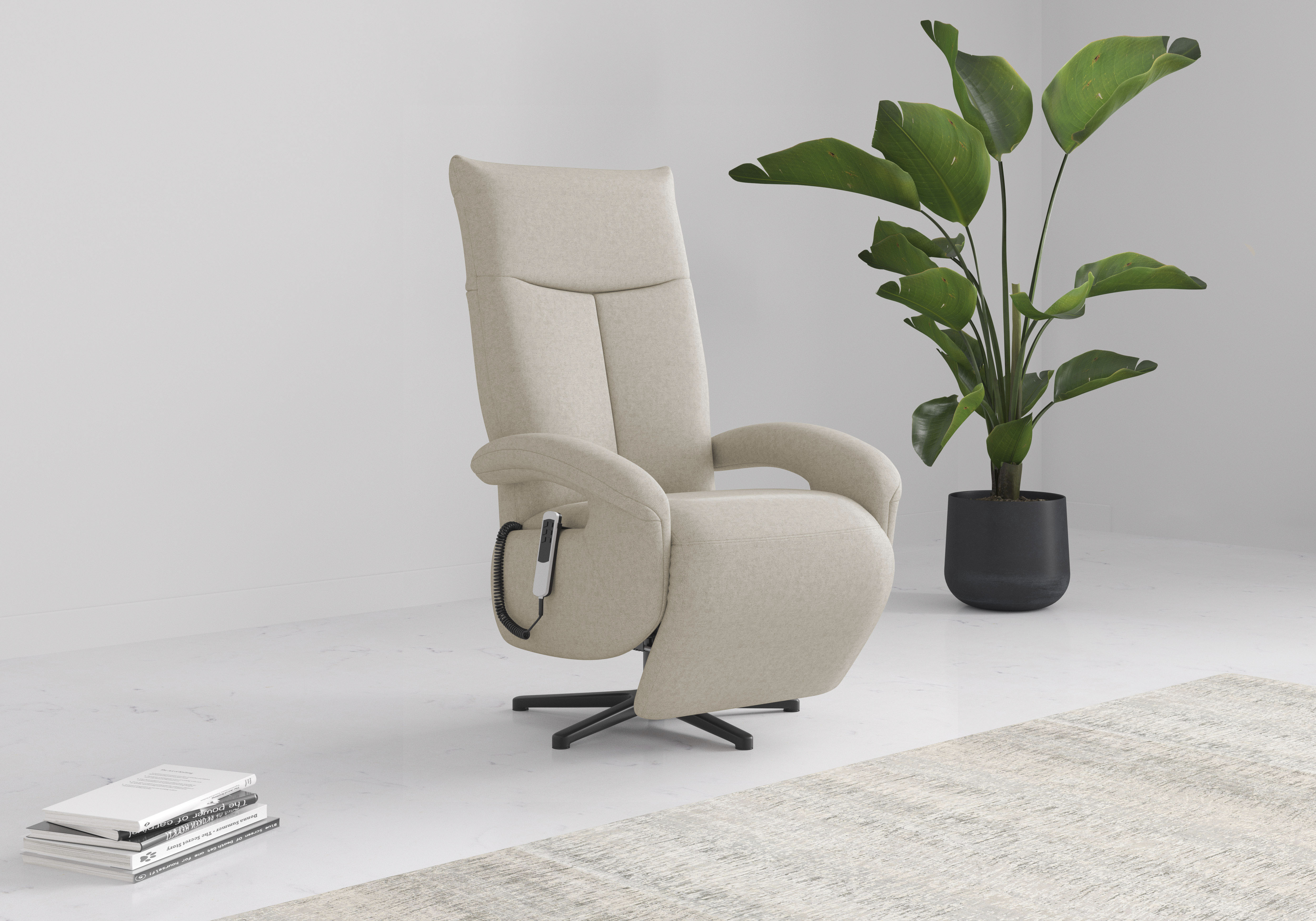 TV-Sessel SIT & MORE "Amica, inkl. Kopfteilverstellung & Drehfunktion", beige (creme), B:74cm H:112cm T:82cm, 95% Polyester, 5% Polyamid, Sessel, wahlweise mit 2 Motoren, Akku und Aufstehhilfe